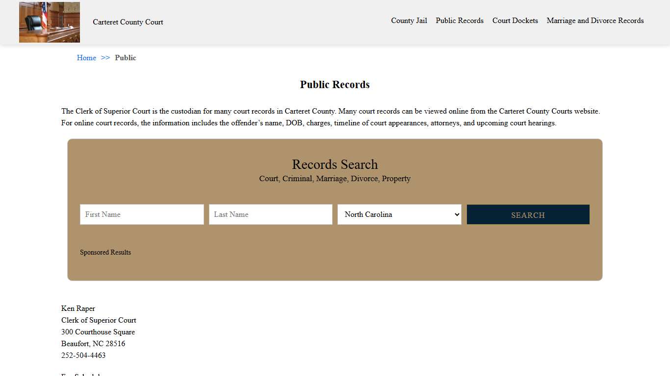Public Records | Carteret County Court