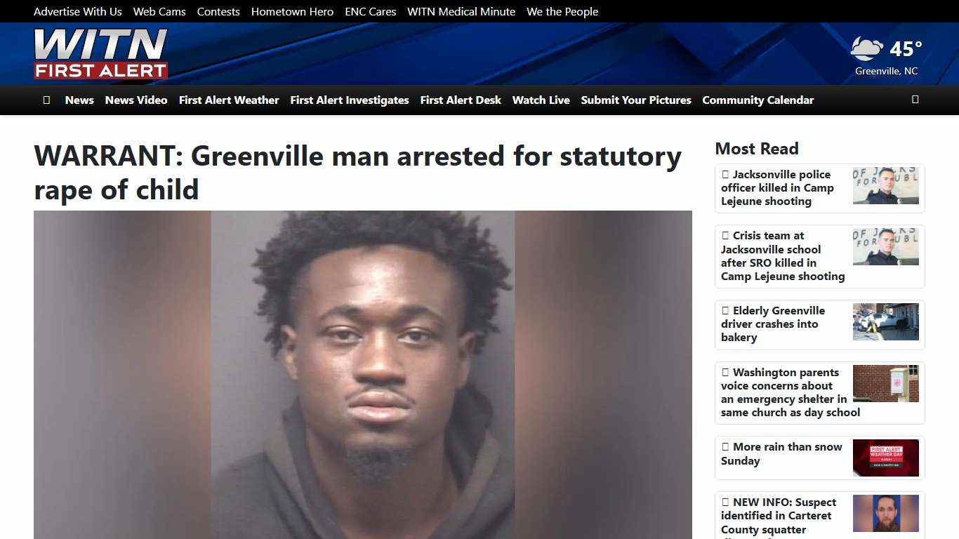 WARRANT: Greenville man arrested for statutory rape of child