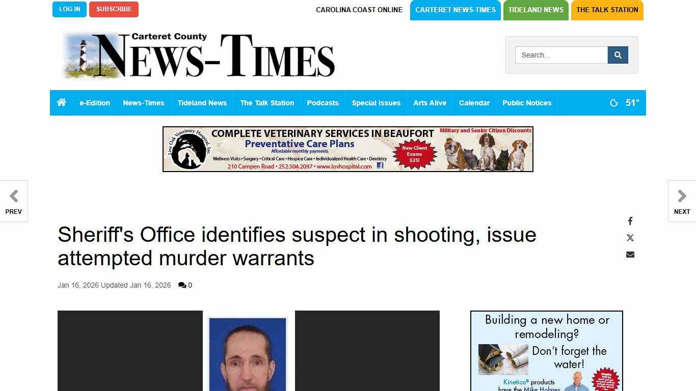 Sheriff's Office identifies suspect in shooting, issue attempted murder warrants | News | carolinacoastonline.com