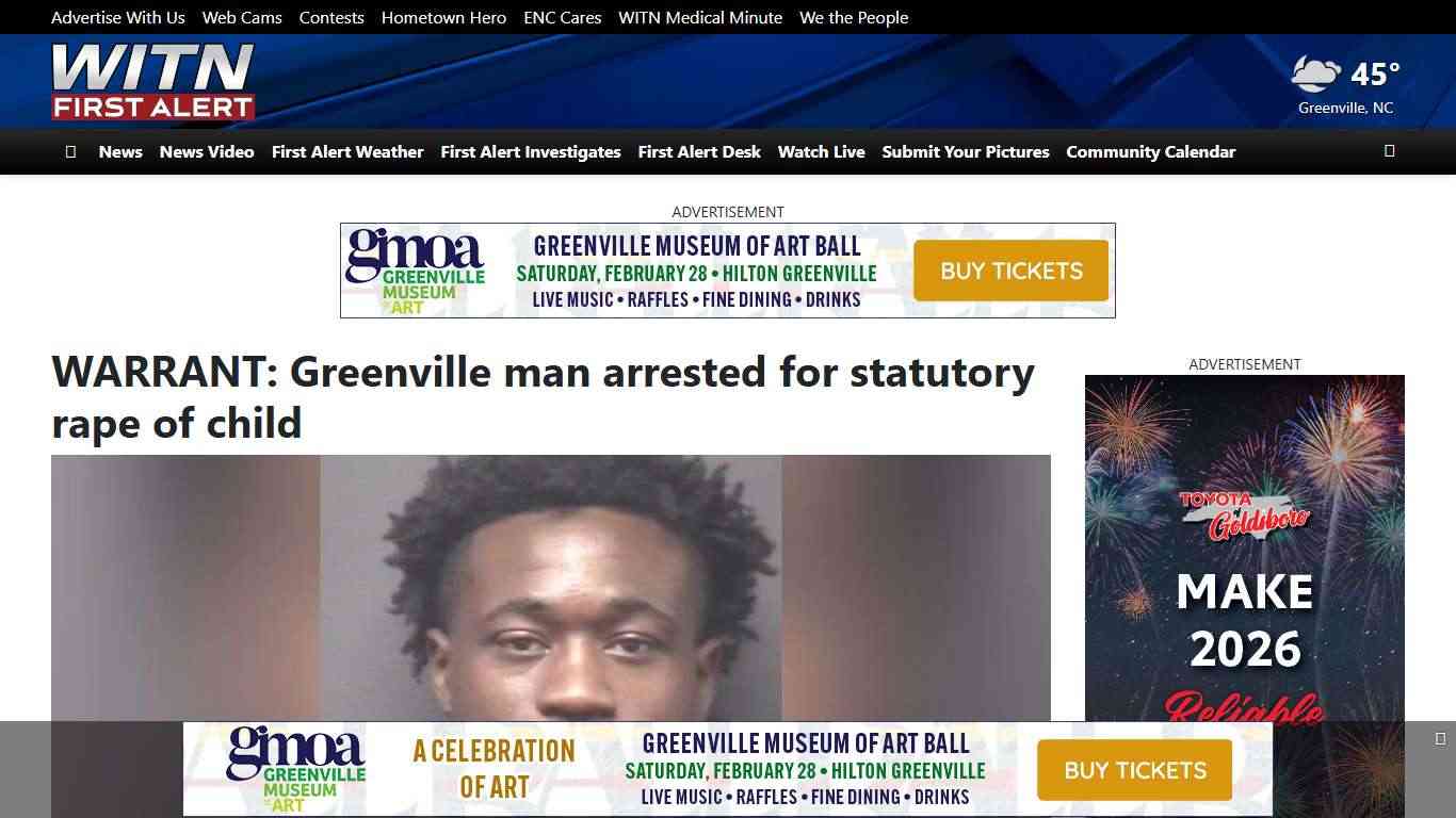 WARRANT: Greenville man arrested for statutory rape of child